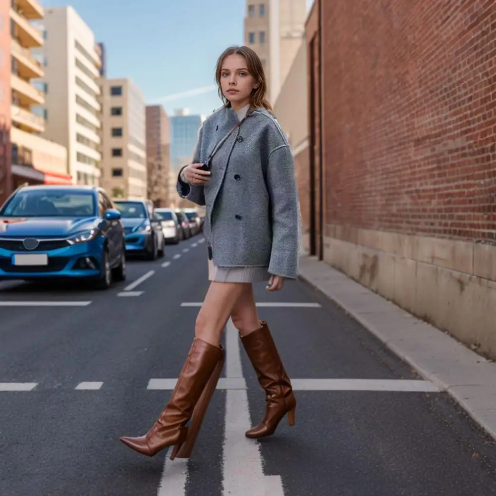 Chaqueta holgada de manga larga para mujer, cárdigan grueso de doble botonadura, abrigo de otoño e invierno