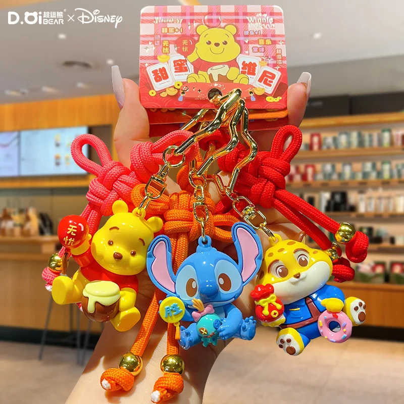 

Официальная кукла Дисней, новогодний праздничный декор для автомобиля, подвеска в китайском стиле, милый подарок для девочек, брелок с персонажами Стич и Винни