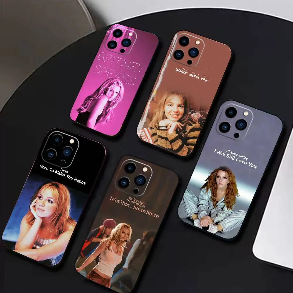 

Singer B-Britney Spears Phone Case For iPhone 16,15,14,13,12,17,Pro Max,Plus Silicone Black Case