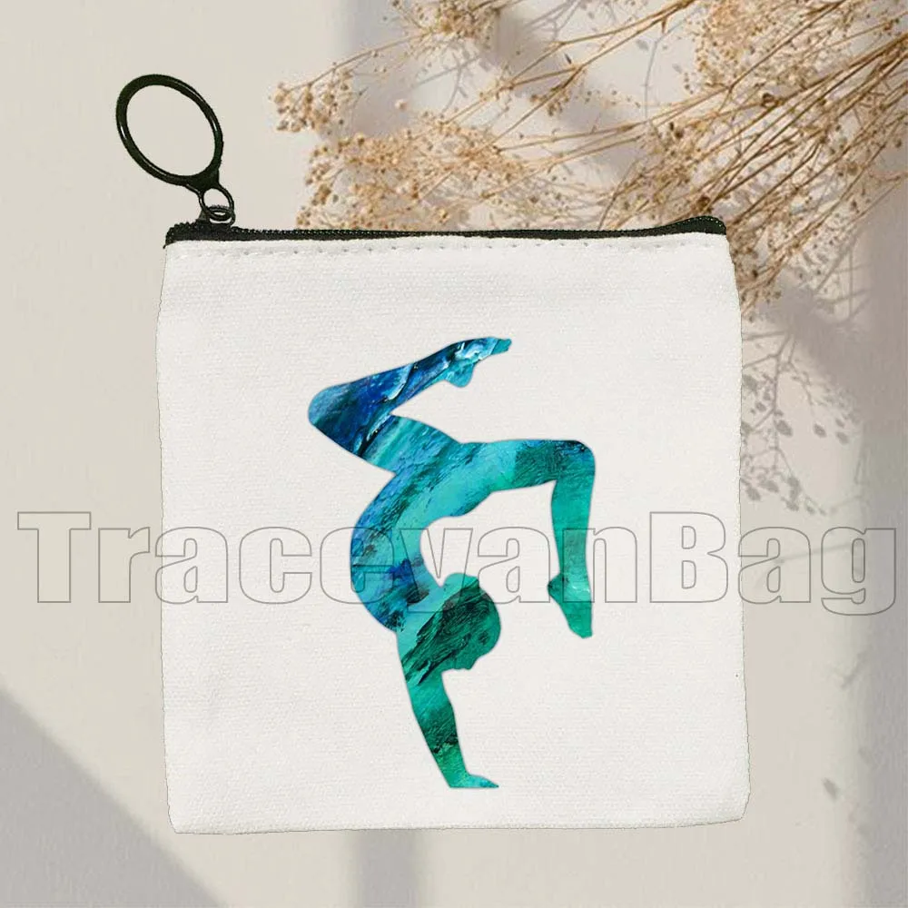 

Gymnast Yoga Dance Collage Ballet Dancer Cute Gifts Gymnastics Girl Girly Silhouette Canvas Coin Purse Custom Key Case Cloth Bag