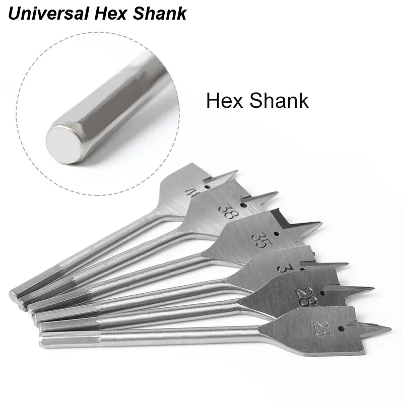 Imagem -04 - Hex Shank Spade Bits para Carpintaria Flat Boring Bit Hole Cutter Ferramenta de Perfuração Broca de Madeira 10 mm 12 mm 16 mm 18 mm 20 mm 25 mm Grupo Peças