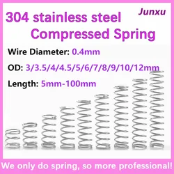 20pcs/Lot 0.4mm Stainless Steel Micro Small Compression Spring OD 3/3.5/4/4.5/5/6/7/8/9/10mm Length 5mm to100mm