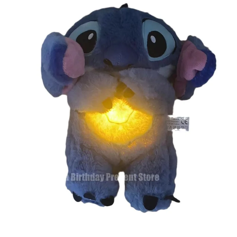 Disney Stitch Breathe Led Music Plush Doll Action Figure Lilo Stitch Doll For Baby Sleeping Accompany Toys Cute Gifts