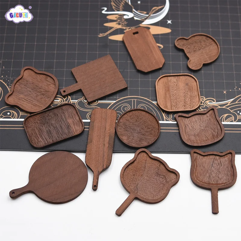 

1PCS Dollhouse Miniature Wooden Walnut Tray Model Toy Doll House Kitchen Restaurant Food Tray Decoration Accessories