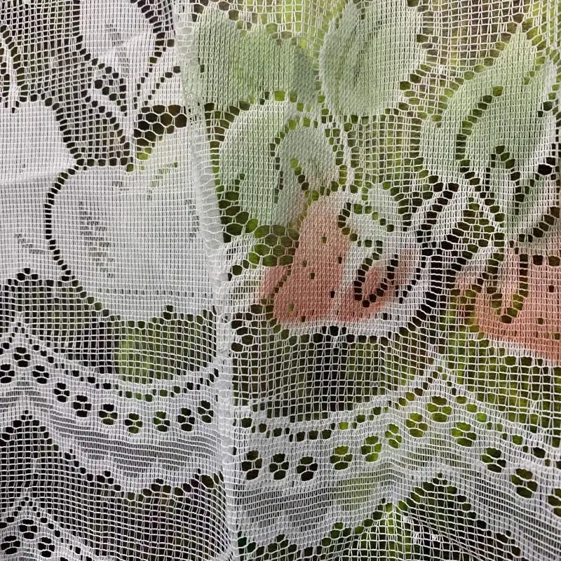 White Lace Coffee Curtains Free Hooks Included Semi Sheer Voile Drapes for Kitchen Garden Home Coffee Shop Decor