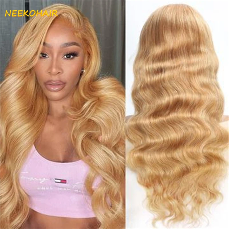 

13x6 HD Lace Frontal Wigs Honey Blonde Body Wave Wig 13x4 Transparent Lace Front Human Hair Wig Color 27 Pre Plucked For Women