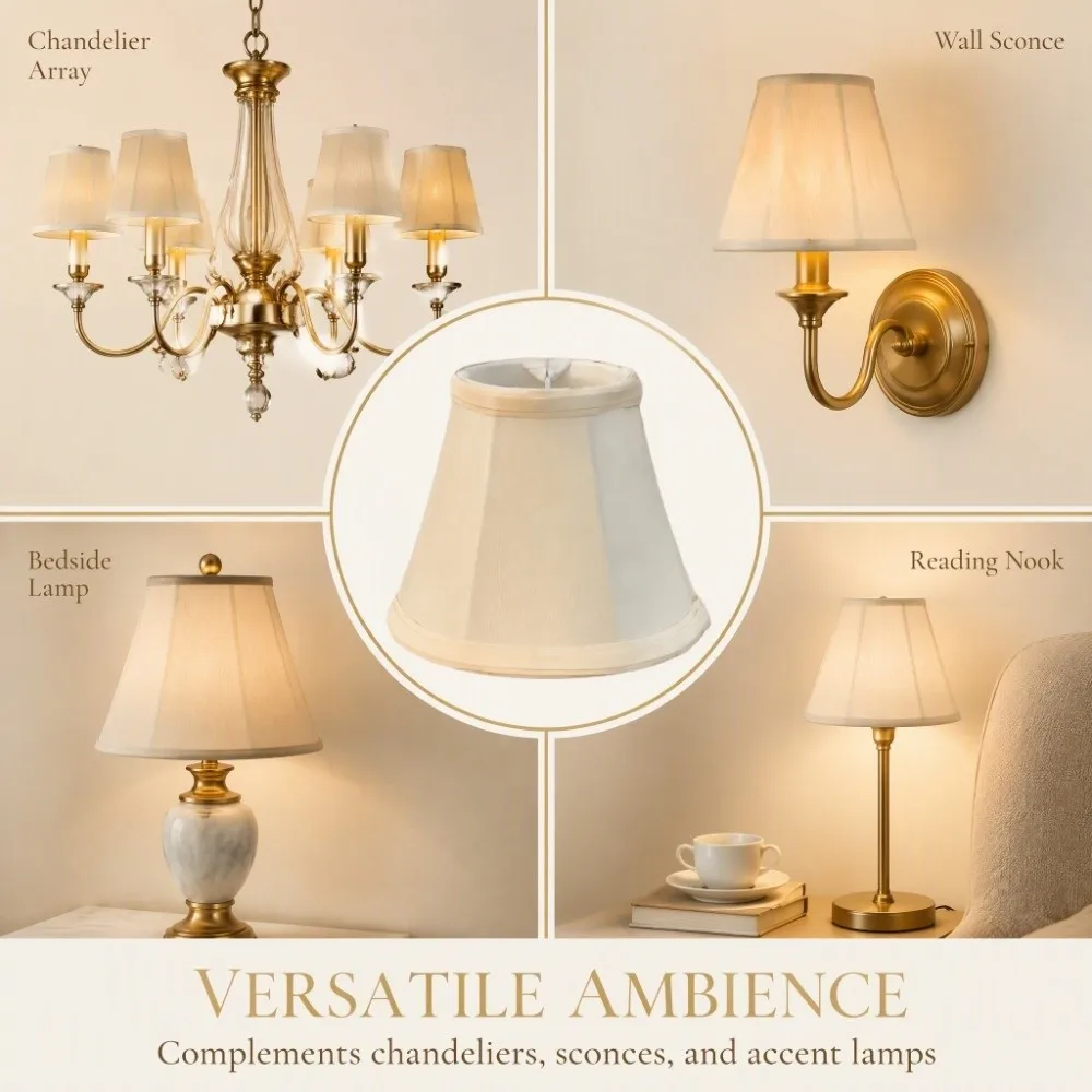 Beige Fabric Lampshade Handmade Conical Design Lamp Shade Cover Soft Glow Filter Natural Texture Lighting Accessories