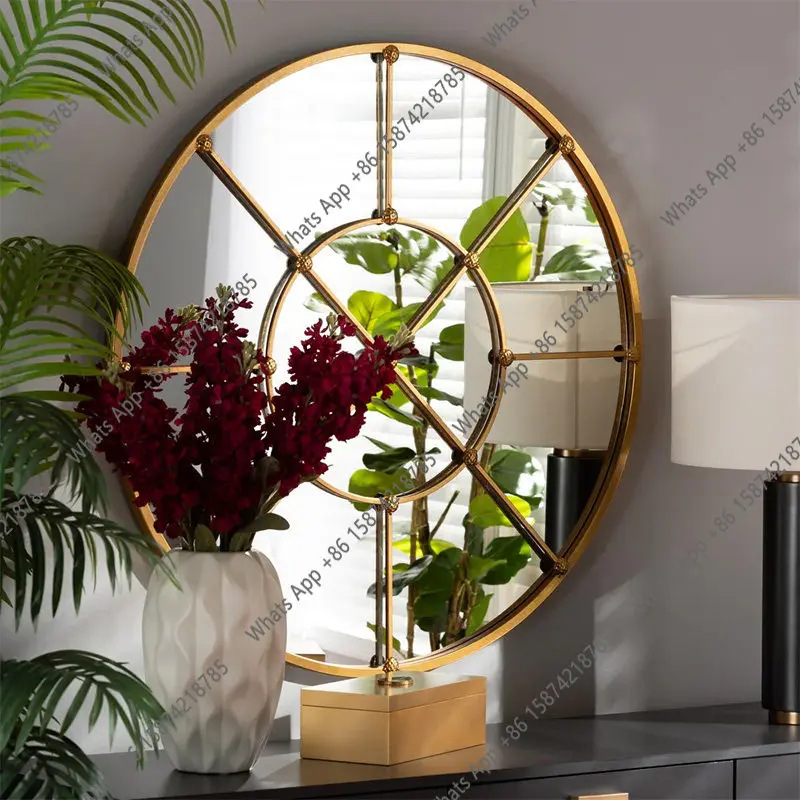 Modern light luxury bedroom bathroom gold wall-mounted mirror bathroom mirror oversized makeup mirror