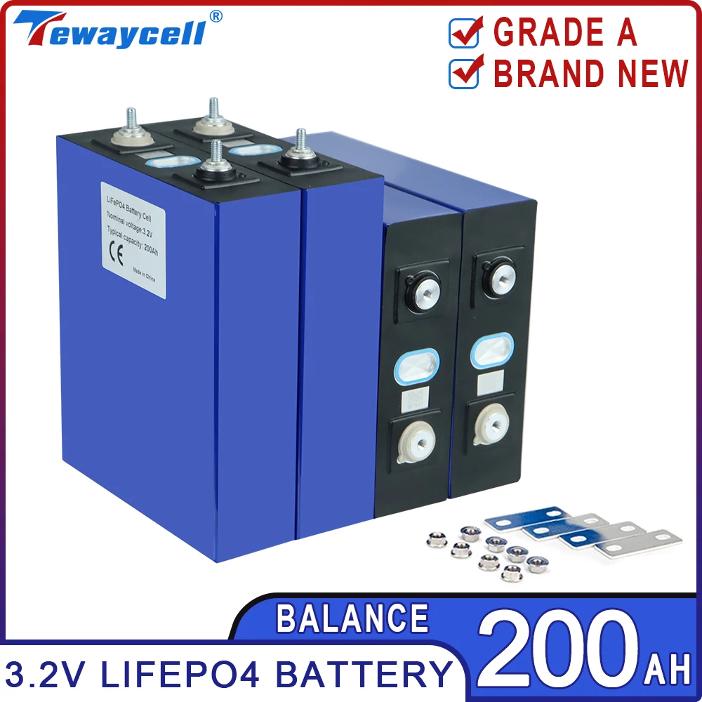 New 200Ah Lifepo4 Battery Pack 3.2V Grade A Litowo-fosforanowy ogniwo pryzmatyczne DIY 12V 24V 48V do akumulatorów PV Solar Golf Cart