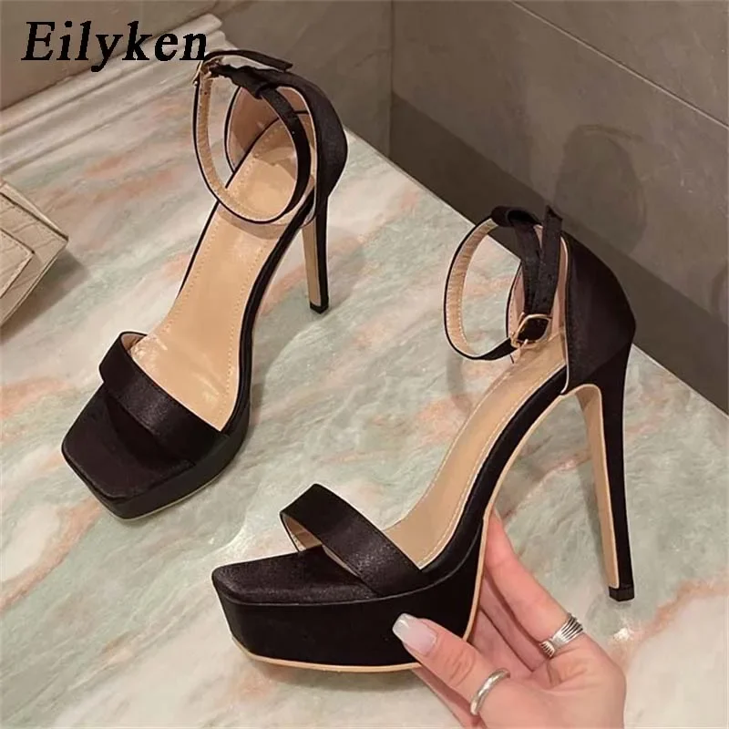 Eilyken Summer Sexy Leopard Grain Pole Dancing Sandals Women Ankle Buckle Strap Platform High Heels Pumps Shoes