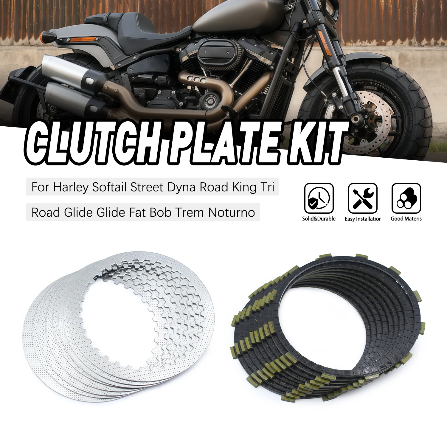 Motorcycle Clutch Friction Plates Kit With Steel Plates Clutch Frictions For Harley Cross Bones FLSTSB 08-11 Breakout Blackline