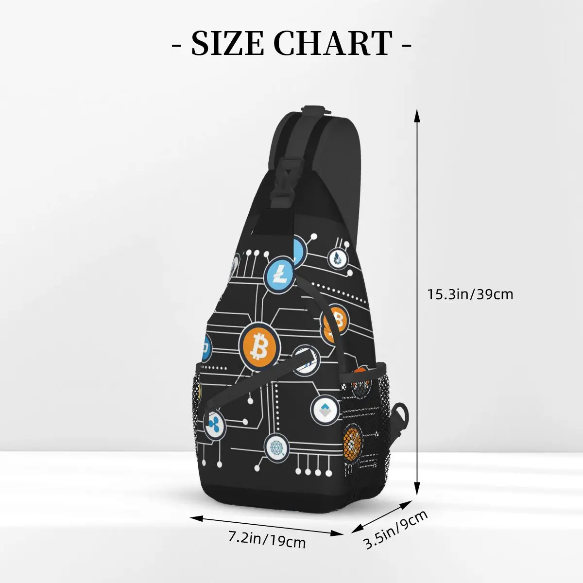 暗号通貨ビットコインクロスボディスリングバッグファッションチェストバッグhodogecoinショルダーバックパックデイパックトラベルハイキングバイキングバッグ