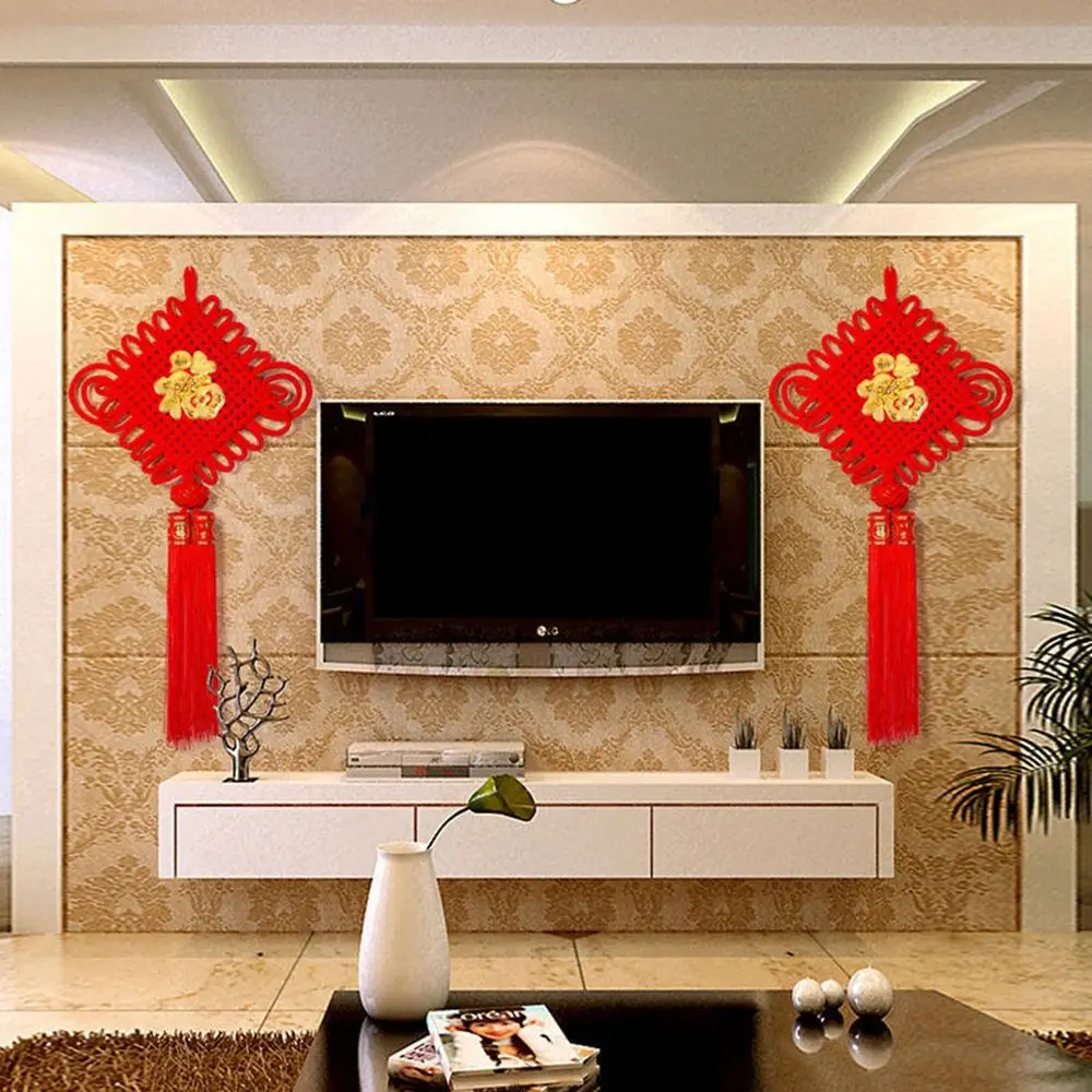 Lucky Auspicious Hanging Decoration Peace Blessing New Year Decor Red Chinese Knot Spring Festival Pendants Room Wall Ornament