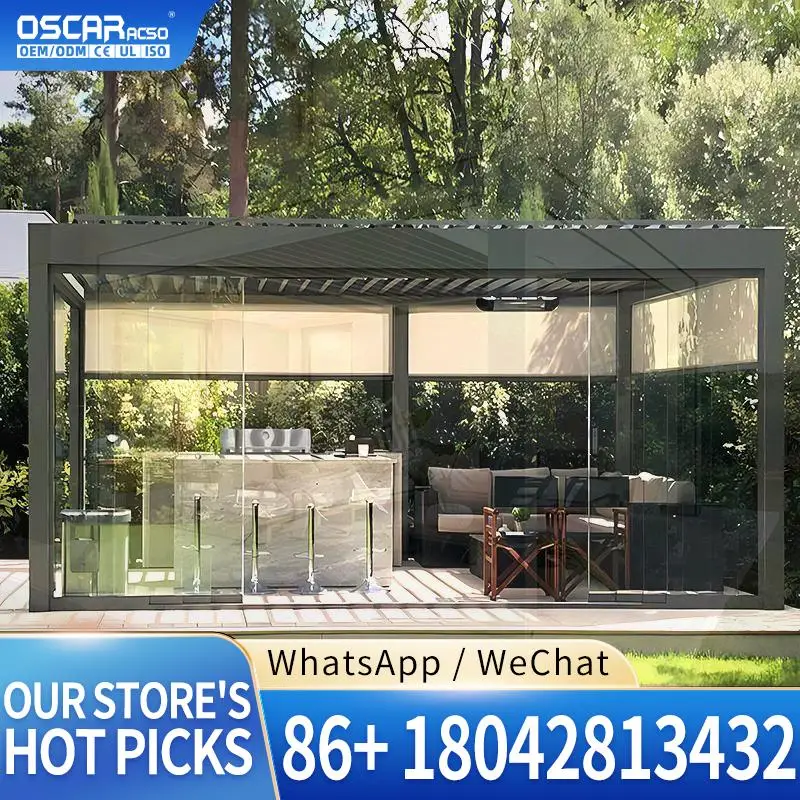 2025 Economy Aluminum Pergola Innovative Design Outdoor Garden Waterproof Bioclimatic for Balcony Patio Deck Europe Louver Pergo