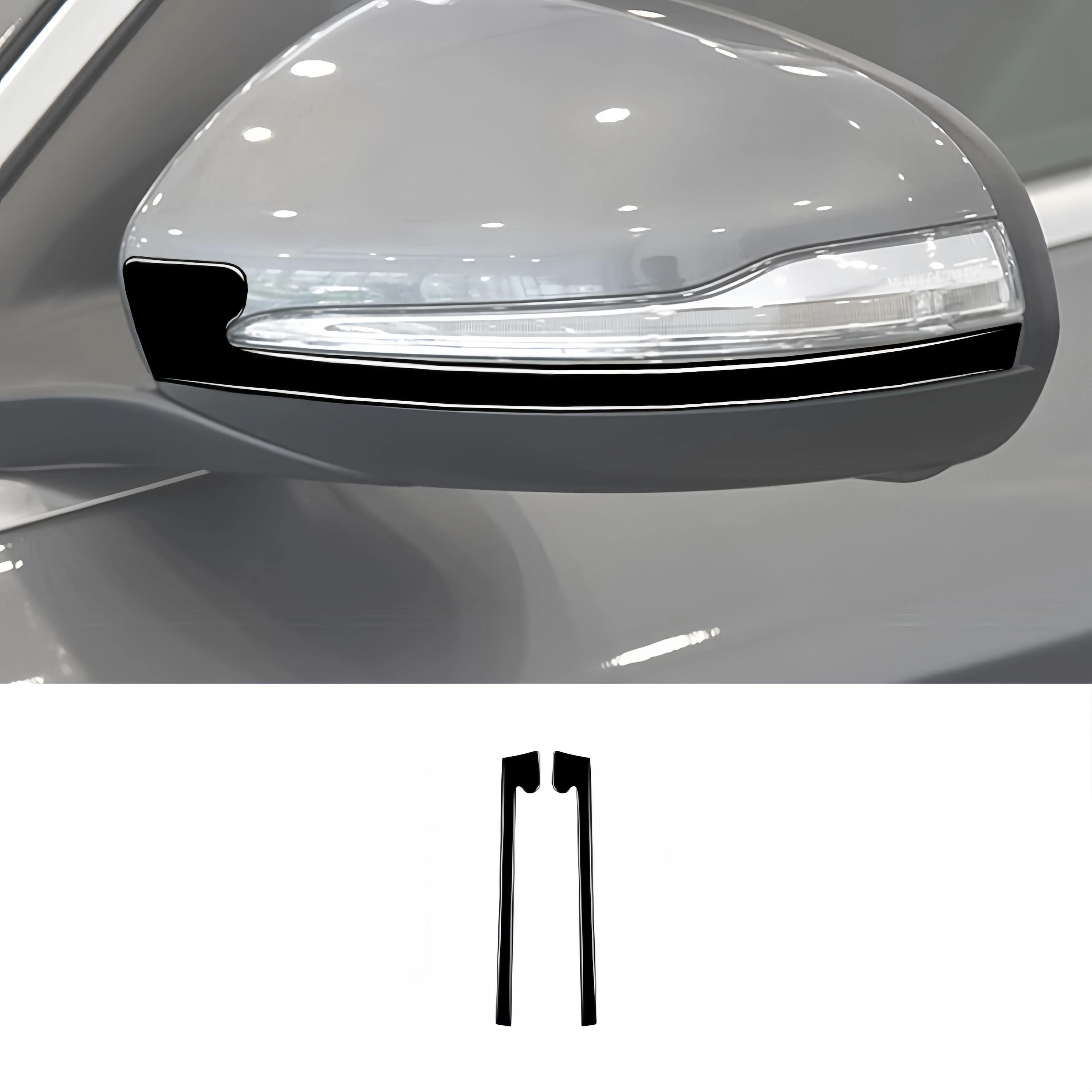 For Mercedes W205 Benz C Class GLC 2014-20 Piano Black Car Rearview Mirror Anti-collision Strips Trim Cover Sticker Auto Zubehör
