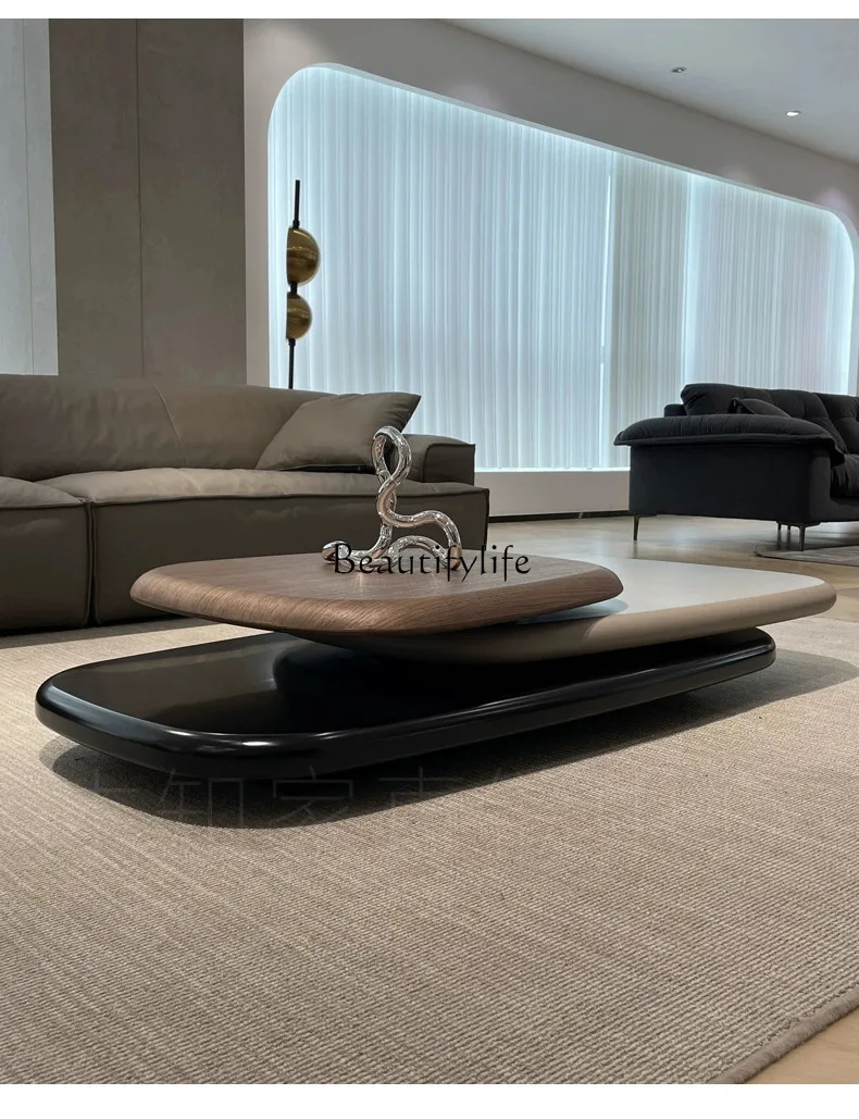 Rotating Coffee Table Villa Italian Minimalist Creative Suspension Large Apartment Tea Table