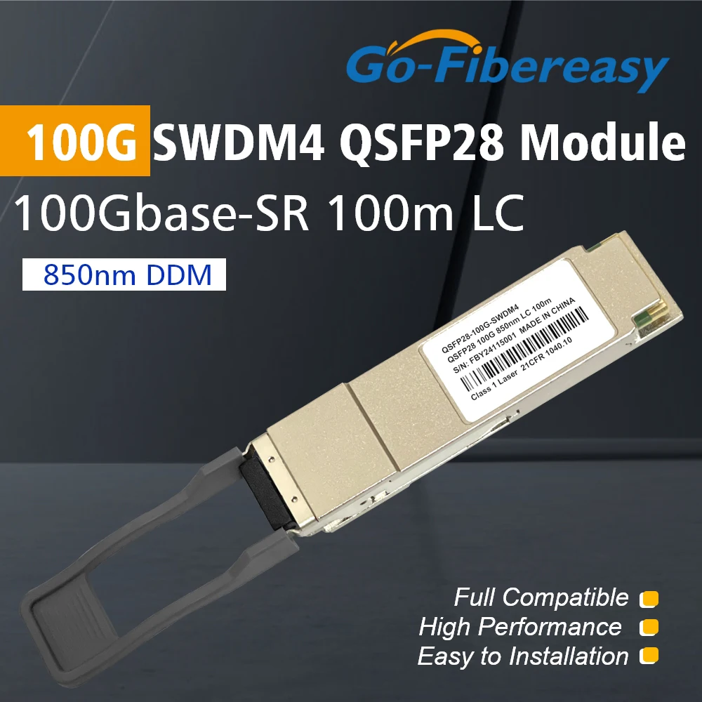 QSFP-100G-SWDM4 100GBASE-SM4 QSFP28 Transceiver Module Dual Rate 850nm 100m DOM Duplex LC/UPC MMF 100Gb SR-BD Optical Module