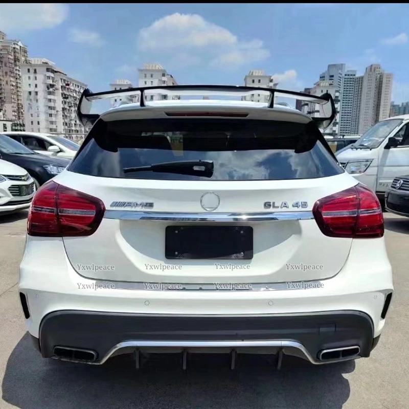 For Mercedes-Benz GLA Class X156 GLA45 AMG GLA200 GLA220 GLA250 GLA260 2015-2019 ABS Plastic Rear Roof Spoiler Trunk Cover