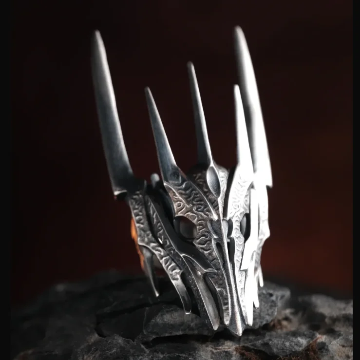 Outdoor Portable EDC Dark Gothic Style Dark Lord Ring with Adjustable Opening Tool