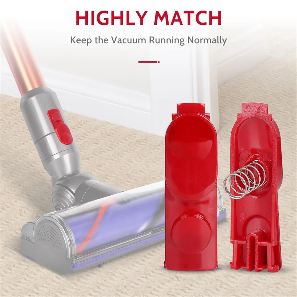 L65A 6PCS Wand Tube/Cleaner Head Clip Latch Tab Button for Dyson V7 V8 V10 V11 V15 Vacuum Replacement Tool Button with Spring