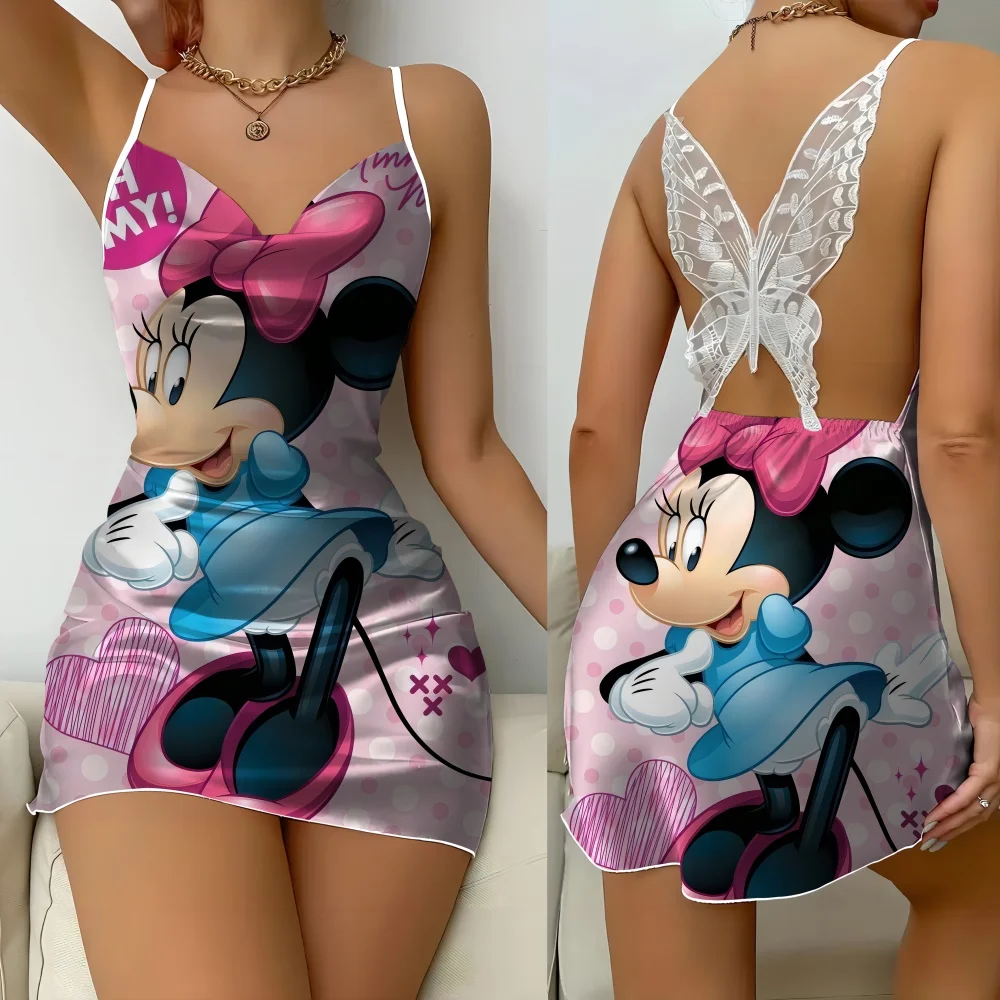 Popular New Women's Summer Sleepwear Sexy Romantic Female Sleeping Dress Cartoon Pattern Print Sleeveless Nightwear for Women