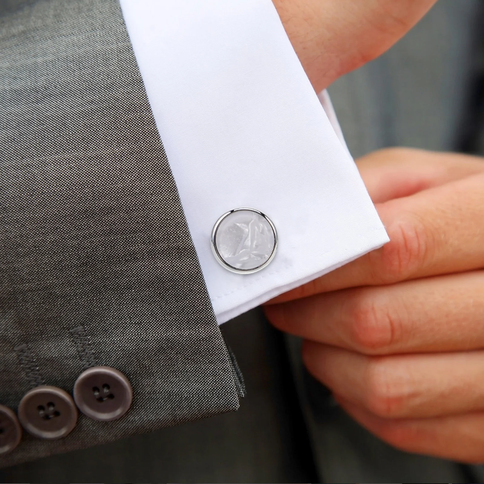 1Set French Cuff Shirt Accessories for Men Cuff Links Studs Set Round Drip Oil Shell Elegant Dress Shirt Studs Tuxedo Buttons