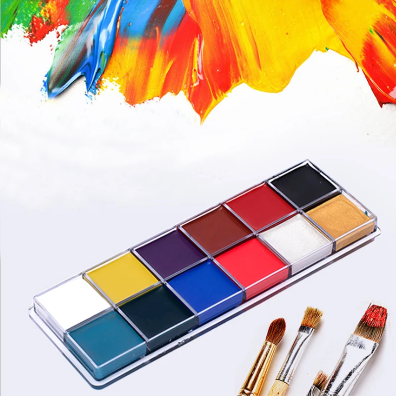 12 colori Body Painting Play Clown Face Body Art pittura pittura a olio tatuaggio Halloween Party Makeup Cosmetic