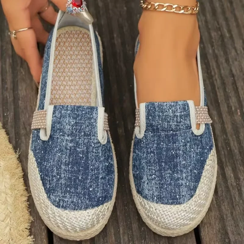 2024 Autumn  Canvas Shoes Breathable  Casual Shoes Slip-On Hemp Shoes Graffiti Espadrilles Women Footwear Flats 36-41