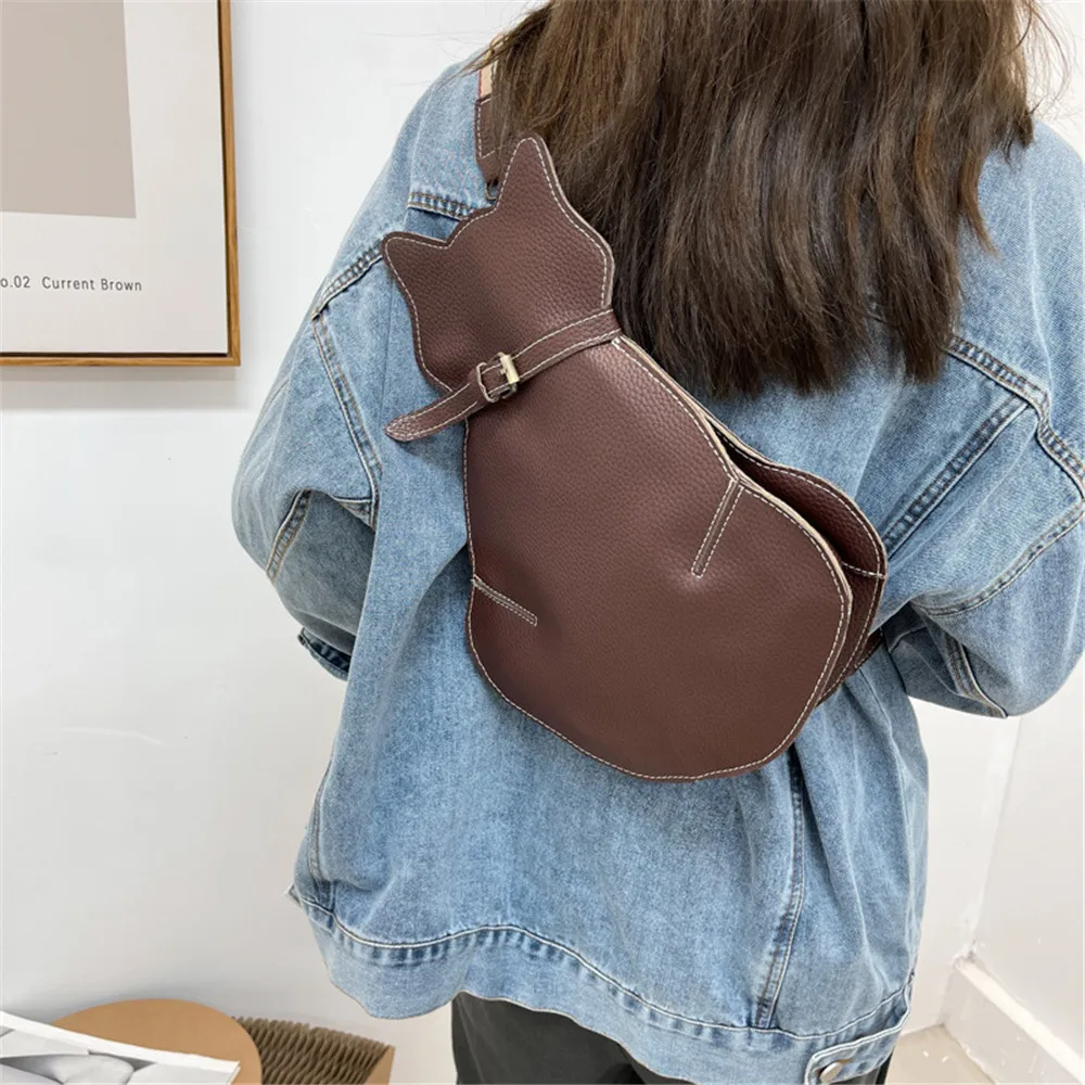 Bolso de pecho de PU con forma de gato para hombre y mujer, bolsa de hombro personalizada, Estilo Vintage, resistente, novedad