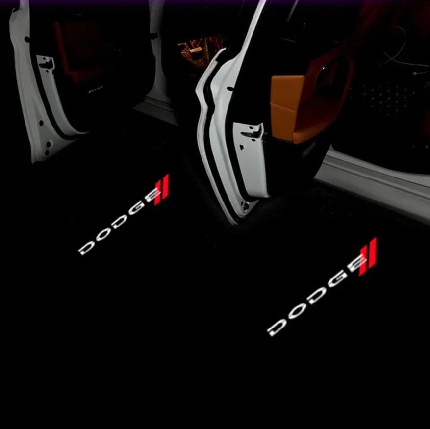 2PCS Luz de Logo LED HD para Porta de Carro para Dodge Charger 2006-2024 Avenger Magnum Projetor Sombra Ghost Lamp