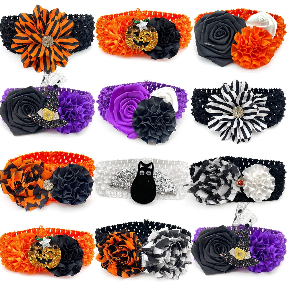 Halloween Pet Dog Collars with Elastic Band Flower Style  Pumpkin Accessories Dog Bow Tie Dog Accessories Pet Supplies