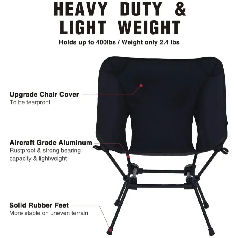 Camping Chair Compact Backpacking Folding Chair with Side Pockets Portable Chair Lightweight Heavy Duty for Hiking & Beach