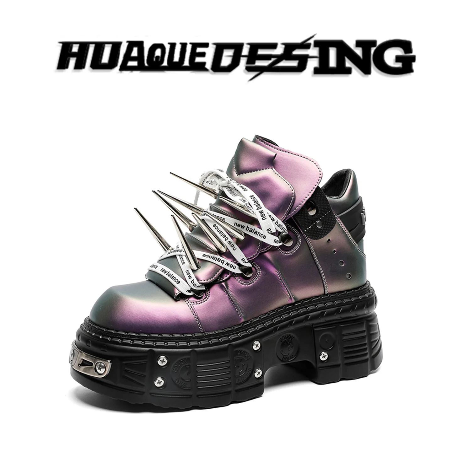 Botas de estilo punk con suela gruesa para hombre, botas de motero rockero, botas de papá cool de caña alta, estilo ur...