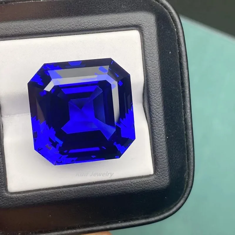 Ruif Customized Asscher Cut 22mm 70ct Middle Royal Blue Lab Grown Sapphire Gemstone for Fine Jewelry Making