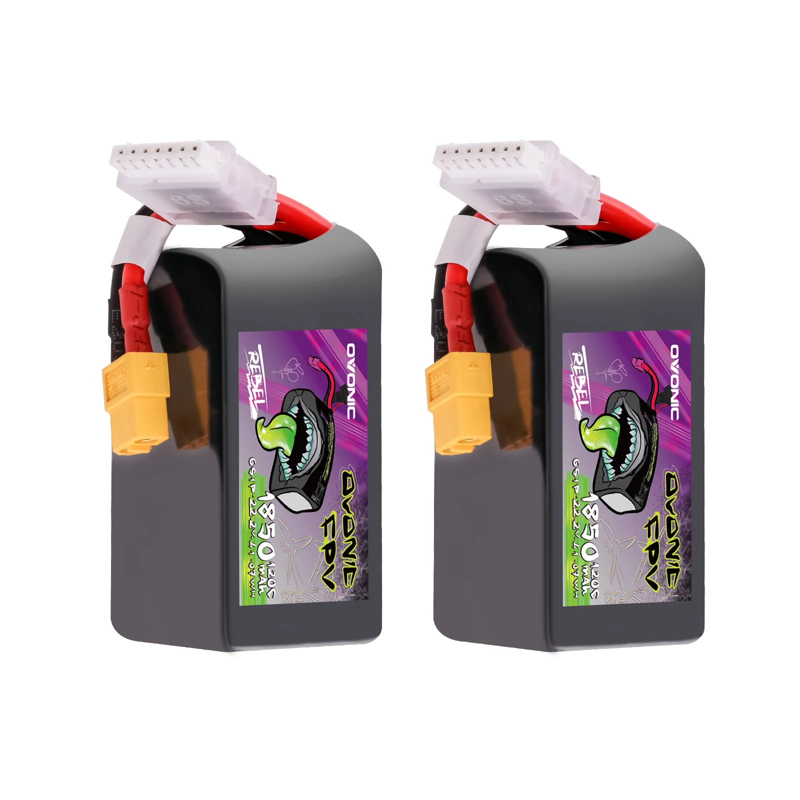 Batteria Lipo Ovonic 6S 1850mah 120C 22,2V FPV Pack con spina XT60 per droni FPV da 5 a 6 pollici Droni Freestyle da corsa (2P