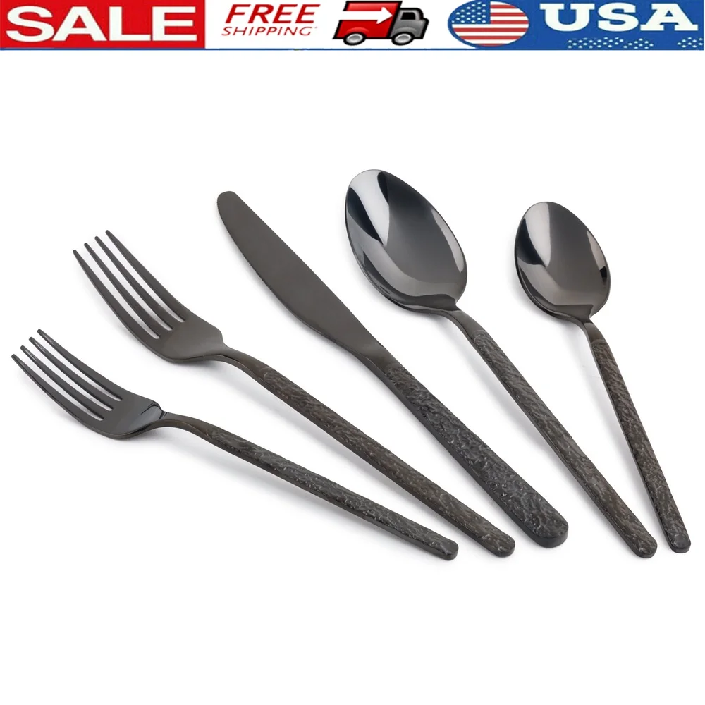

20 Piece Stainless Steel Flatware Set Service Four Durable Rust Resistant Elegant Dining Cutlery Set Formal and Casual Meals