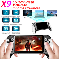 X9 Handheld Game Console Built-in 9 Classic Game Emulators 5.5Inch Screen 1500mAh 360° Non-slip joystick Retro Video Game Player