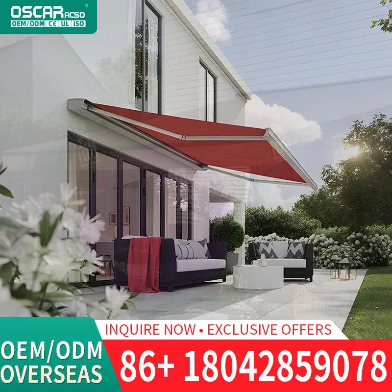 

Electric Retractable FullFrame Outdoor Awning Motorized Roof for Courtyard Terrace Garden Retractable Awning