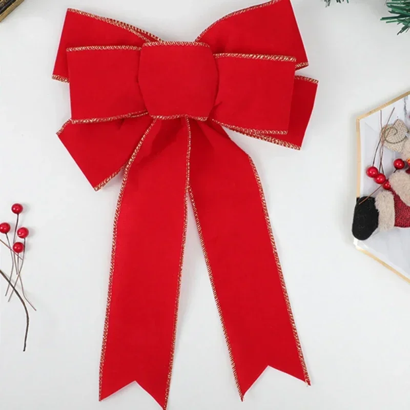 1/5pcs Red Christmas Bows Christmas Wreaths Bows Xmas Tree Decoration DIY Gift Wrapping Xmas Home Front Door Decor  #