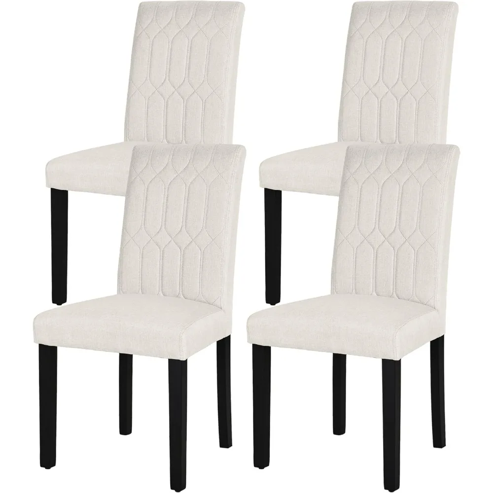 

Set of 4 Modern Upholstered Dining Chairs, Parsons Style with Cushioned Seats, Solid Wood Legs and Rubber Footpads, Suitable for