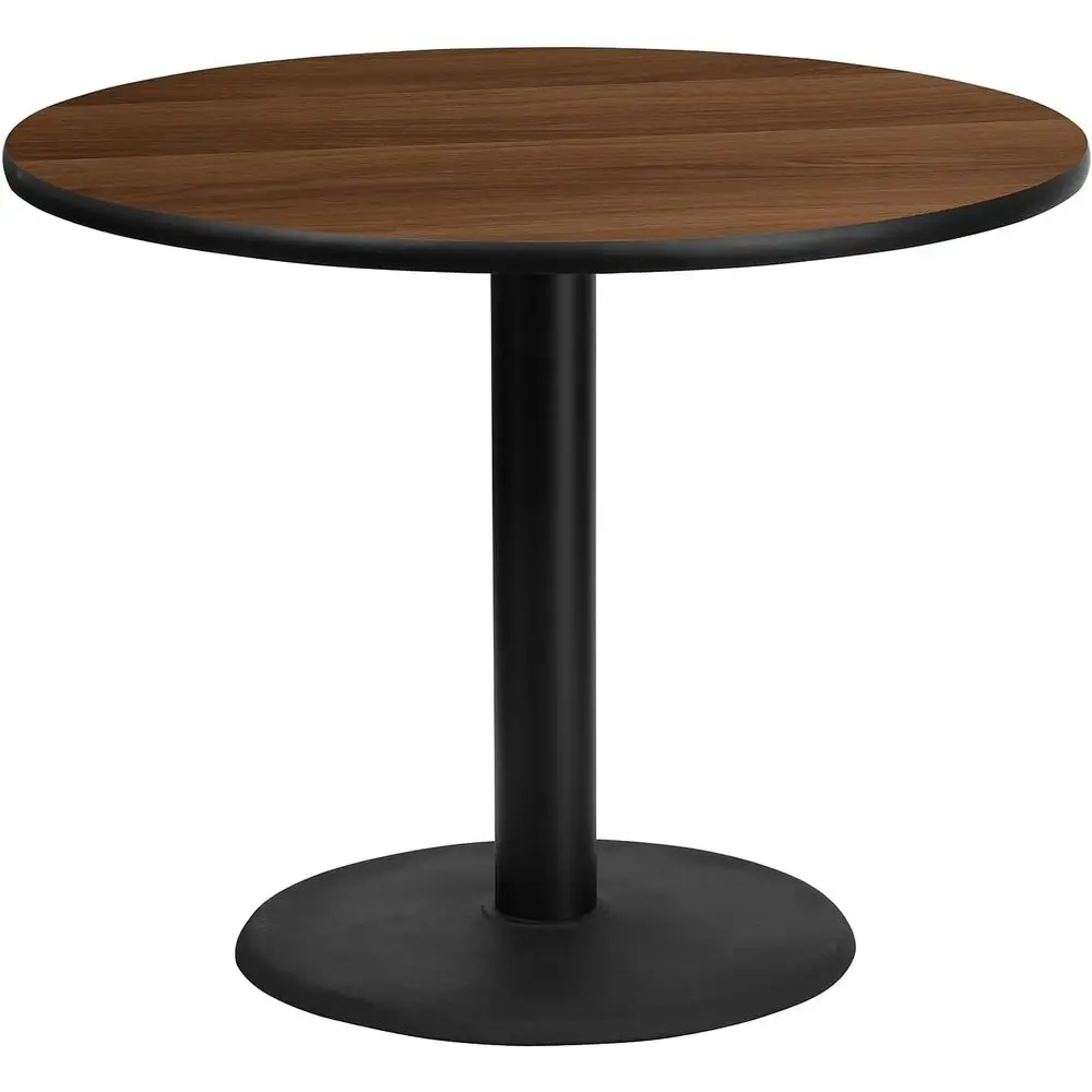 

36 Walnut Laminate Round Table Top with 24 Height Base