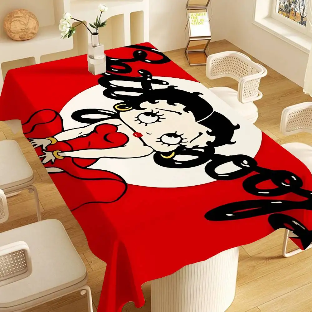 Hot Cartoon B-Betty B-BoopES Themed Polyester Tablecloths Cute Designs for Home Kitchens Dining Rooms Patios Tablecloth