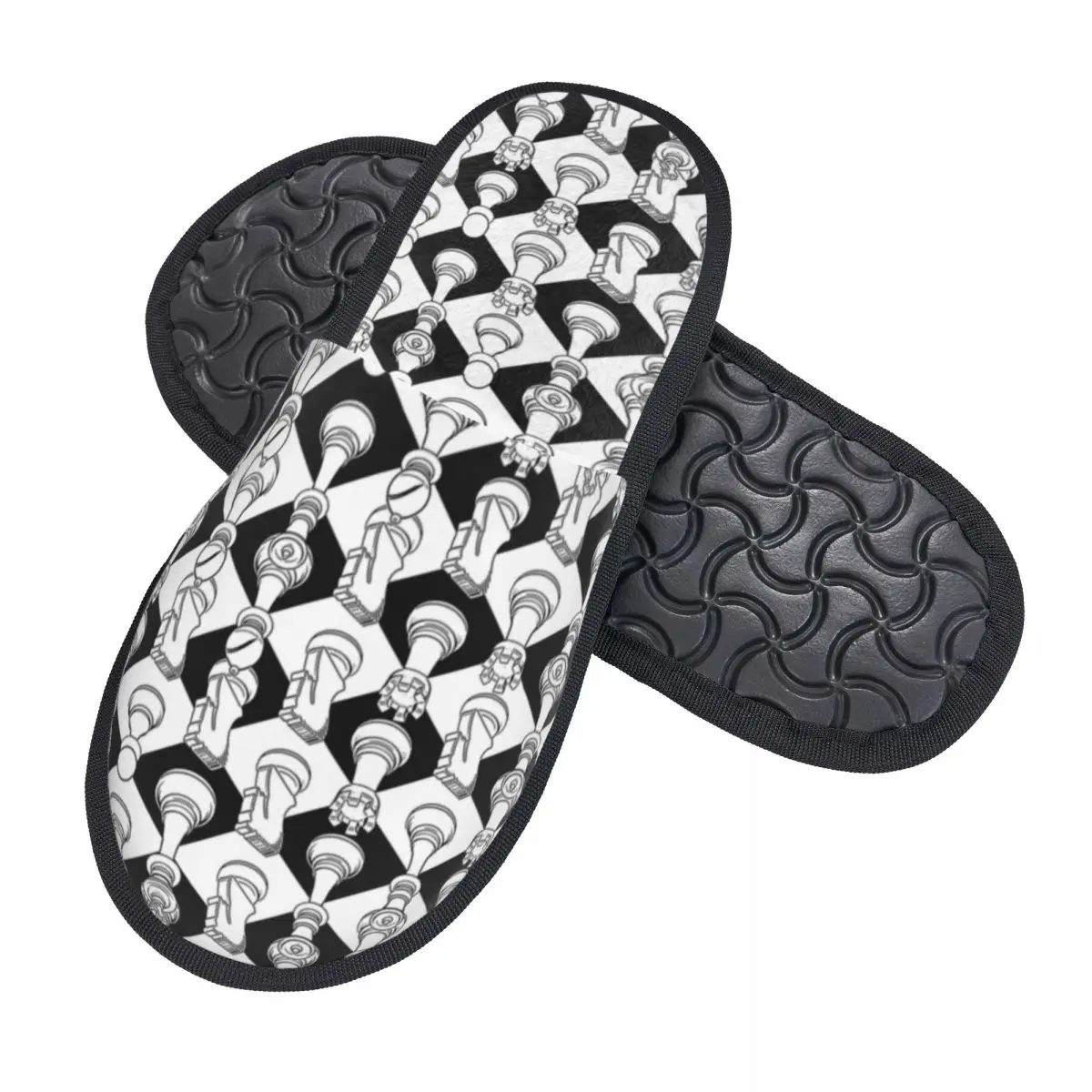 Custom Isometric Chess White Comfort Scuff Memory Foam Slippers Women Checkmate Game Spa House Shoes