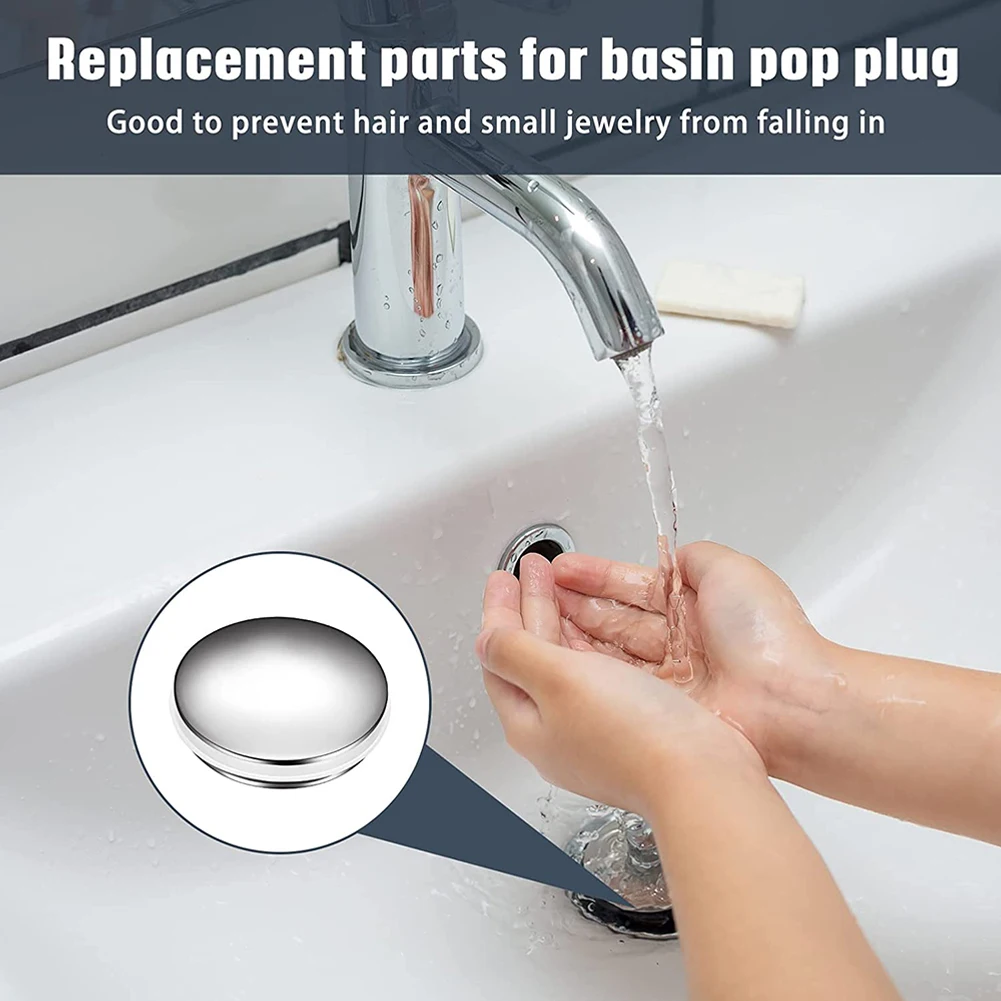 1pc 38mm Replacement Sink/Basin Waste Plug Cap Easy Pop-Up Click Clack Chrome Sink Strainer Kitchen Bathtub Stopper