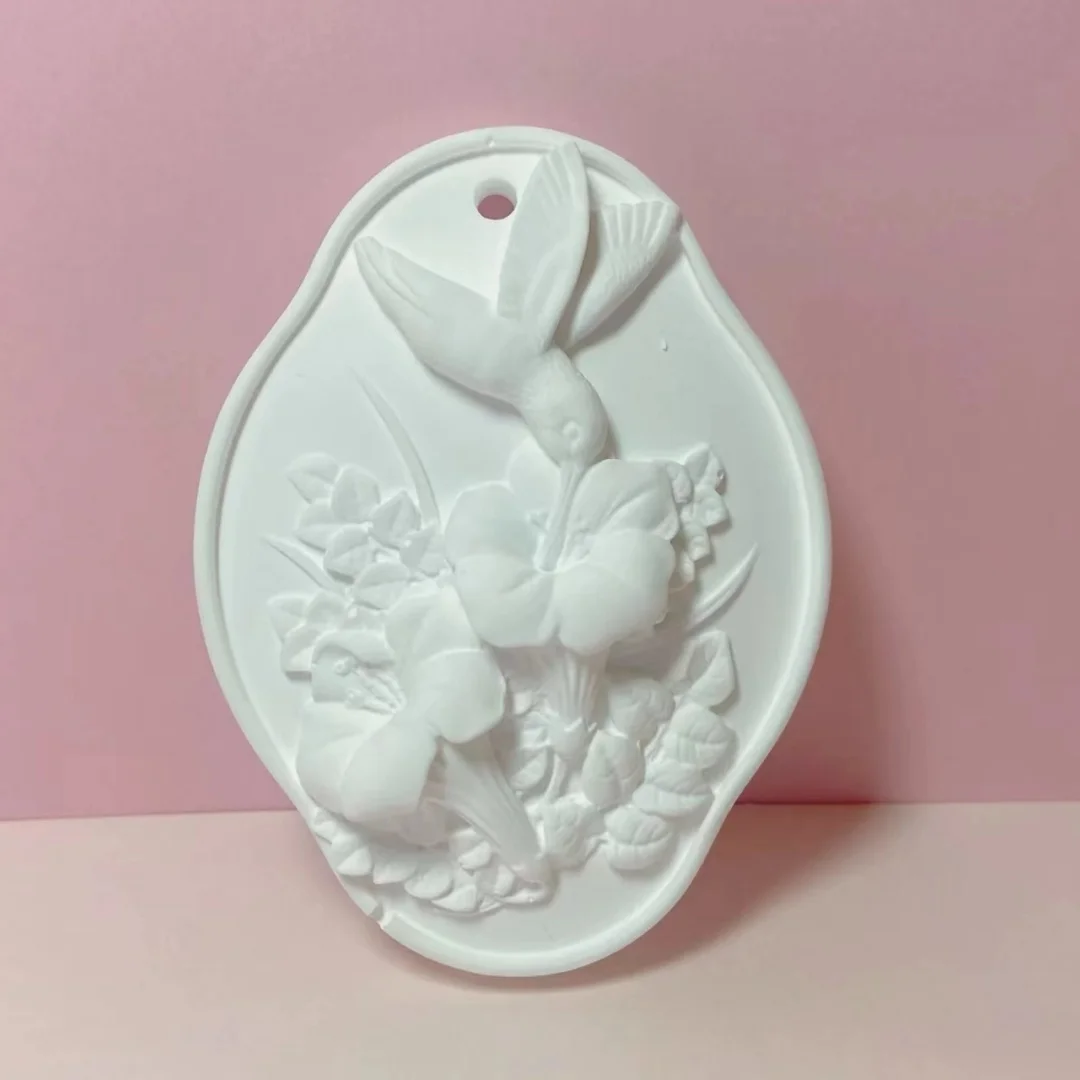 Flower Bird Aromatherapy Gypsum Hanging Silicone Mold Car Hanging Accessories Wardrobe Aroma Wax Sheet Mould