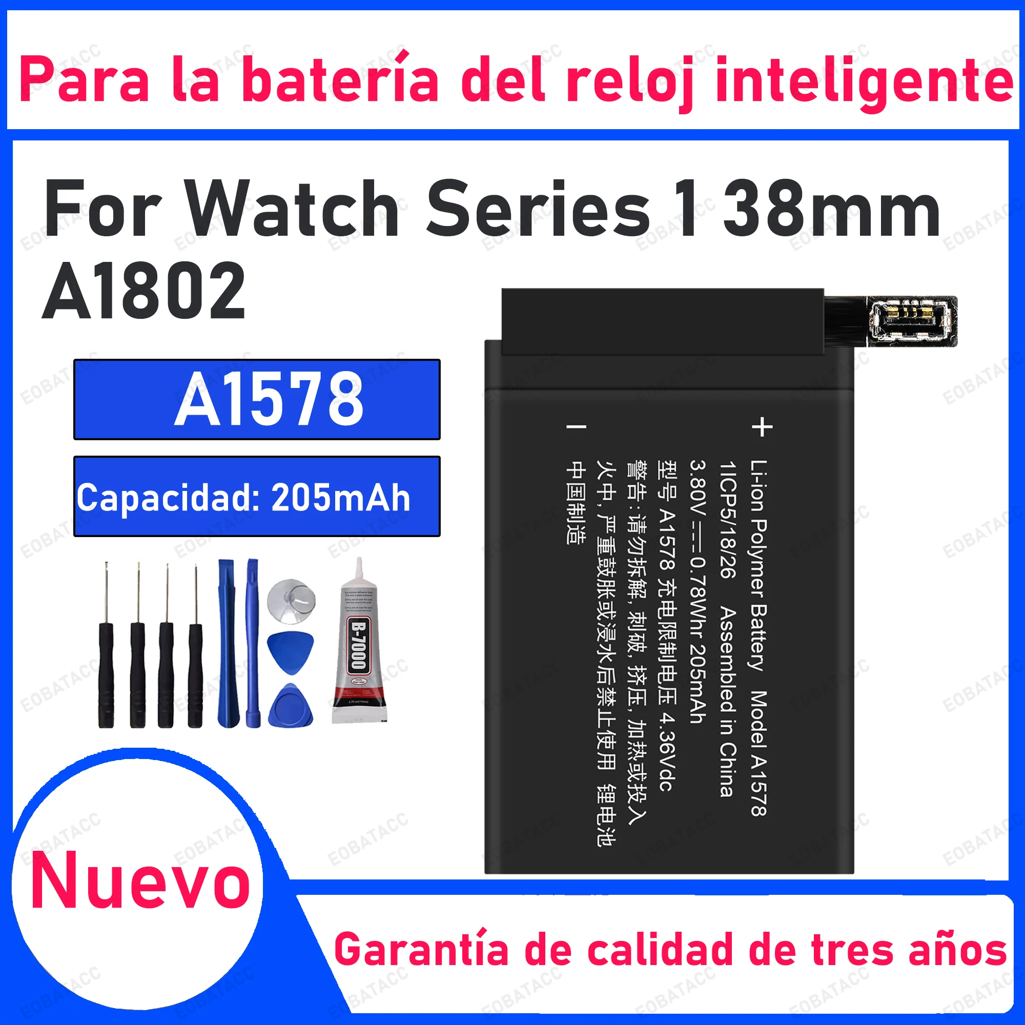 

205mAh 100% New A1578 Battery For Series 1 38mm Watch Replacement Bateria+Free Tools