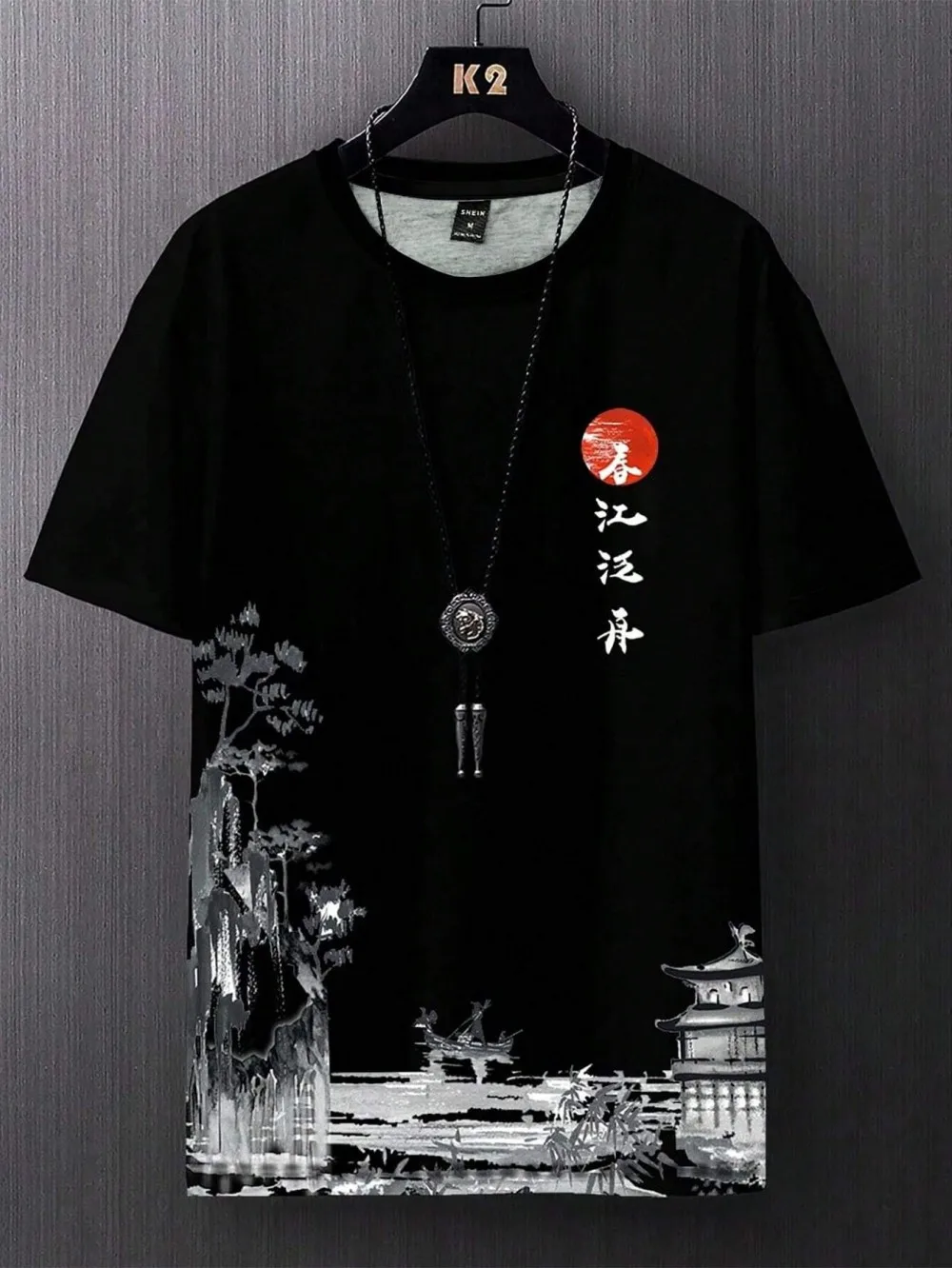 Men's Landscape Printed Comfortable and Breathable Round Neck T-shirt Outdoor Street Style Top New Summer