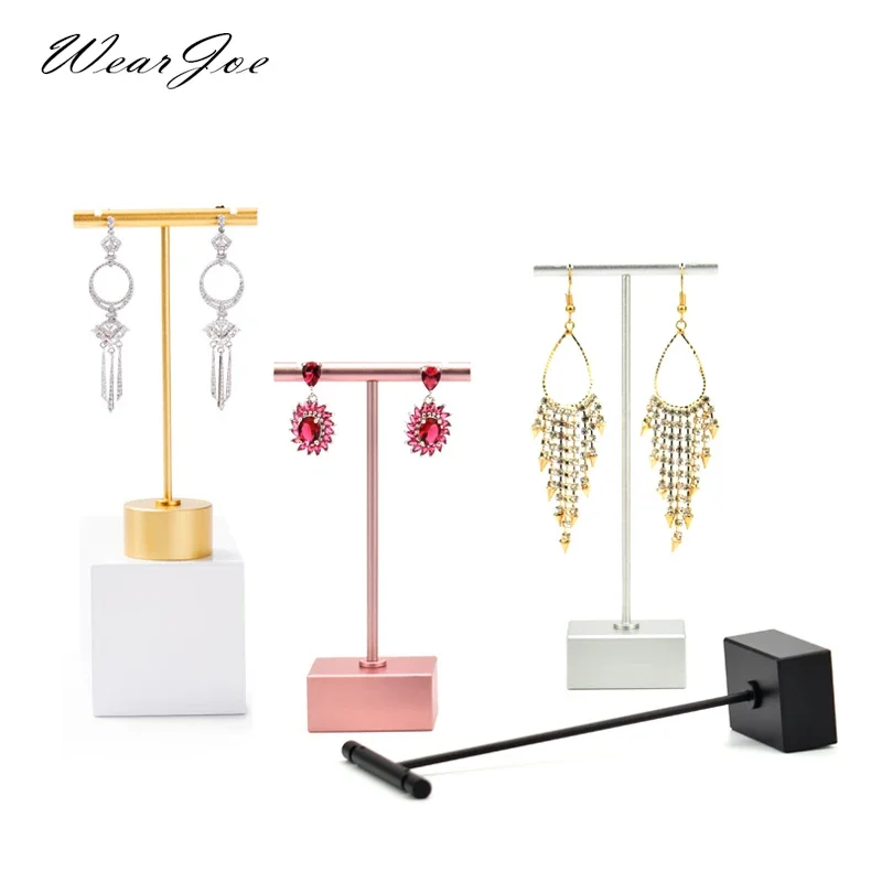 Jewelry Earring T Bar Stand Hanging Rack Metal Display Holder Detachable Ear Studs Storage Shelf Store Earrings Hanger Organizer