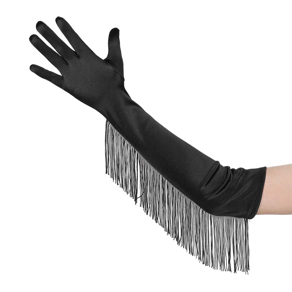 TG-1 Long Stain Tassels Bridal Gloves Sexy Sunscreen Gloves Women Prom Dance Performance Parties Accessories