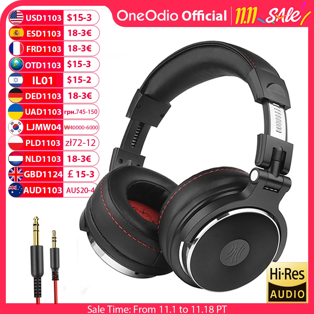 Dj Headphones Professional - OneOdio 有線ヘッドホン プロフェッショナル スタジオ プロ 10/30/50